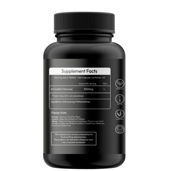 Rushi Herbs Activated Coconut Charcoal 1000mg - 60 Vegan Capsules