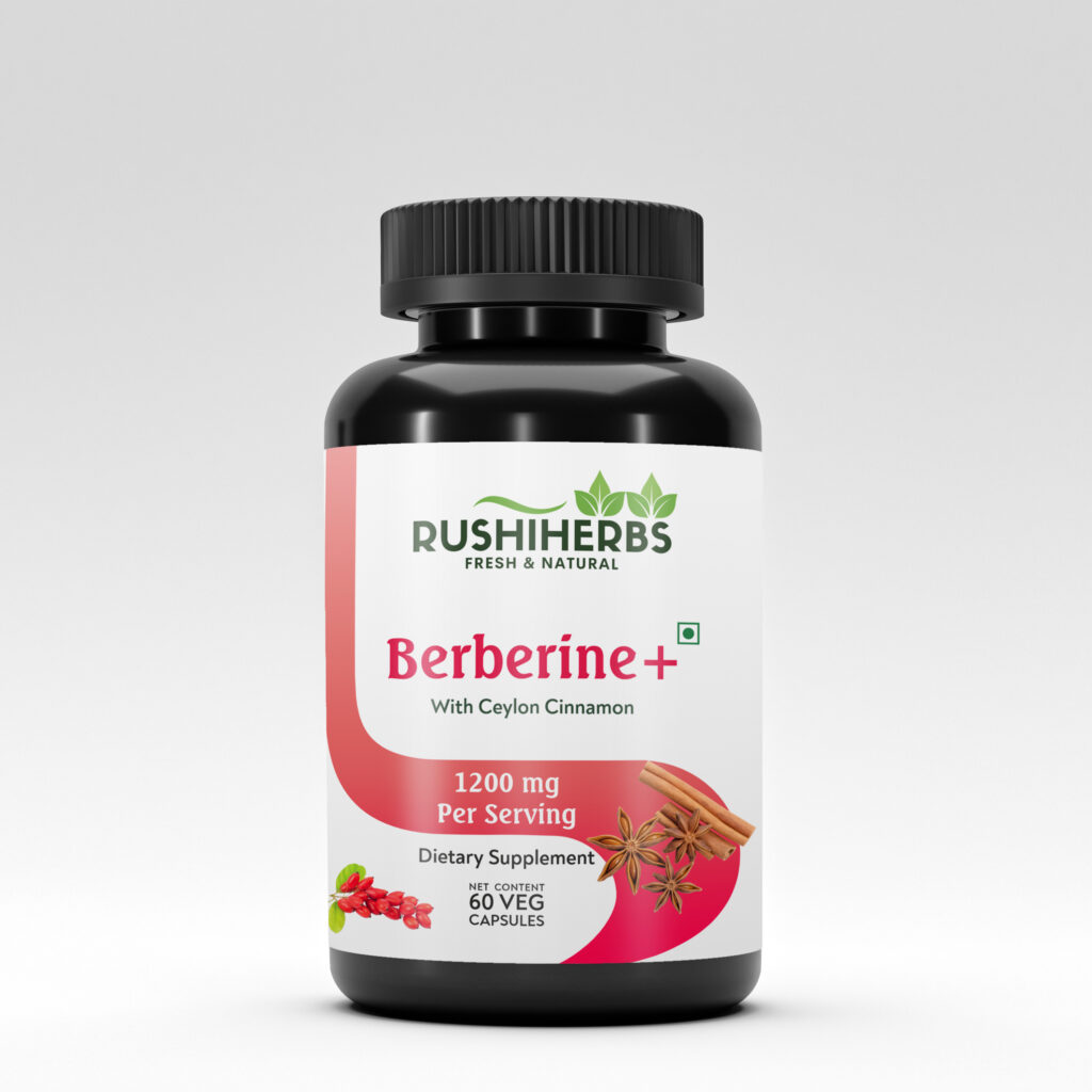 Rushi Herbs Berberine HCl 1200mg with Ceylon Cinnamon - 60 Vegan Capsules