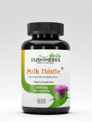 Rushi Herbs Milk Thistle , Fortified With Dandelion Root , 1050 mg | 60 Vegan Capsules