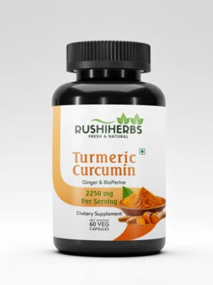 Rushi Herbs Turmeric and Curcumin Capsules -2250 mg| 60 Vegan Capsules