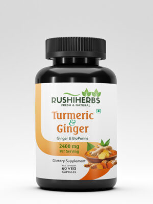 Rushi Herbs Turmeric & Ginger Capsules – 2400 mg | 60 Vegan Capsules