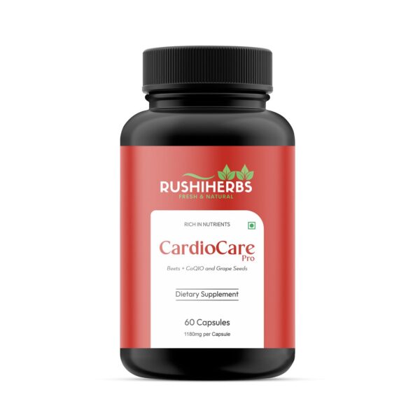 Rushi Herbs CardioCare Pro - Beetroot, Grape Seed & CoQ10 - 60 Capsules