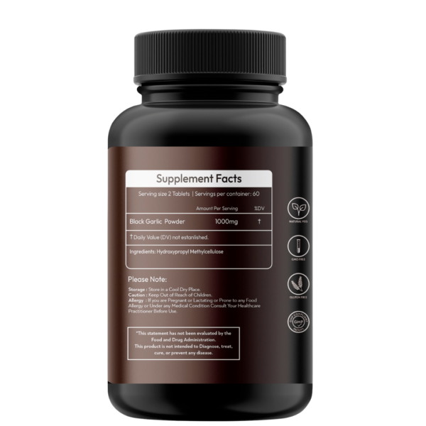 Rushi Herbs Fermented Black Garlic Capsules - 1000mg - 60 Vegan Capsules
