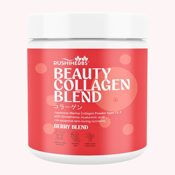 Rushi Herbs Beauty Collagen Blend - Japanese Marine Collagen with Glutathione & Hyaluronic Acid - Mixed Berry 200g