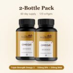 Rushi Herbs Omega-3 Fish Oil 1000mg - Triple Strength, 550mg EPA & 350mg DHA - 60 Softgels