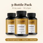 Rushi Herbs Omega-3 Fish Oil 1000mg - Triple Strength, 550mg EPA & 350mg DHA - 60 Softgels