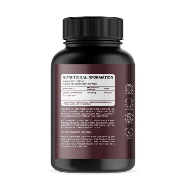 Rushi Herbs Vitamin B12 Methylcobalamin 1000mcg - 60 Veg Capsules