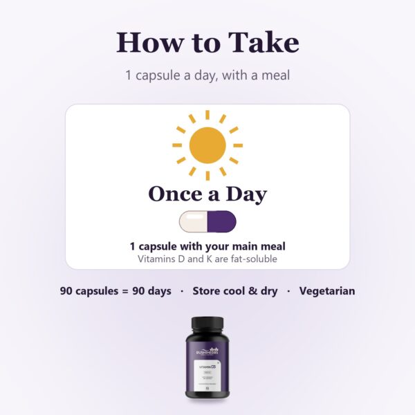 Rushi Herbs Vitamin D3 5000 IU with Vitamin K2 MK-7 200mcg - 90 Veg Capsules
