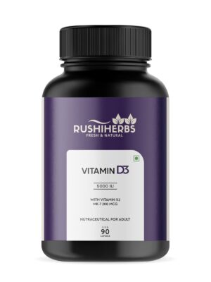 Rushi Herbs Vitamin D3 5000 IU with Vitamin K2 MK-7 200mcg - 90 Veg Capsules